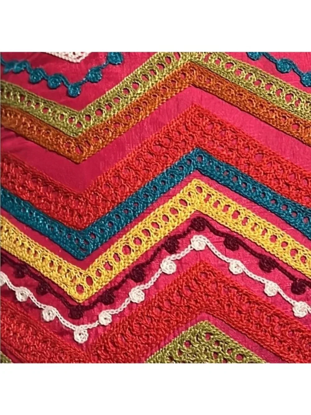 Pier One Pink Multi Colored Bohemian Detailed Throw Pillow Size 16x12 Inches